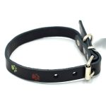 zgarda caine talie mica piele neagra ornamente labute