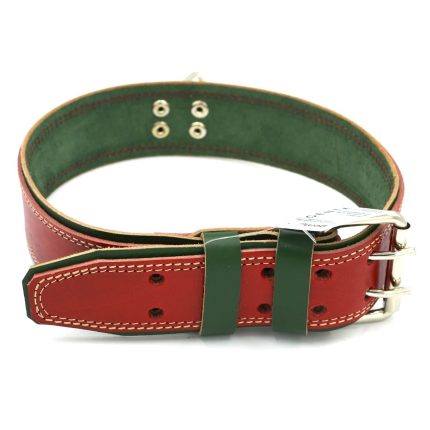 zgarda lata caine talie mare piele naturala rosie1