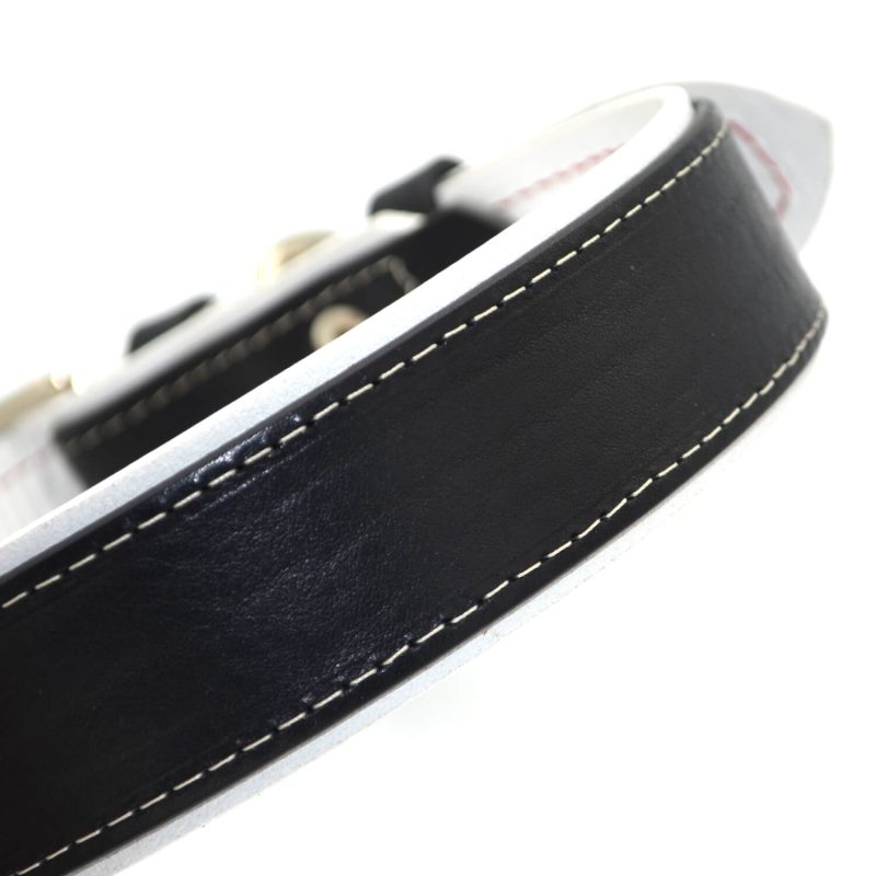 zgarda premium caine piele dubla negru zgarda lux