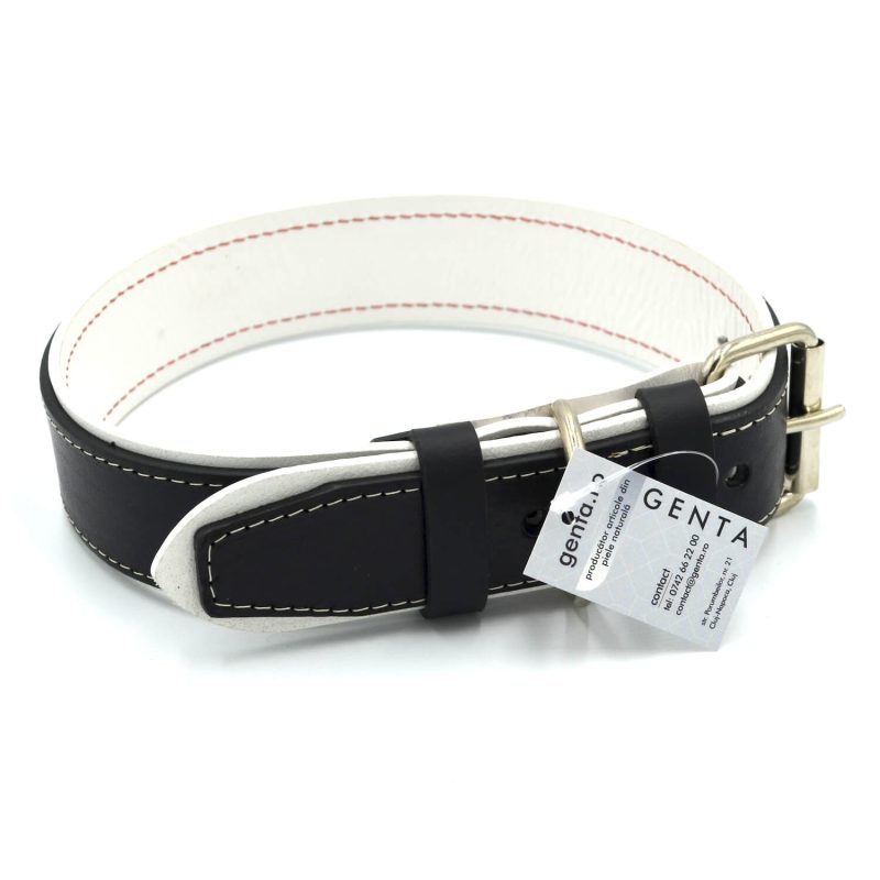 zgarda premium caine piele dubla negru zgarda lux3